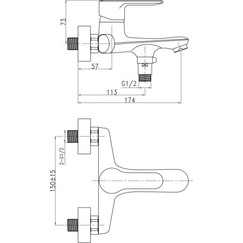 Смеситель для ванной Q-tap Astra CRM 006