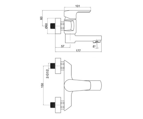 Смеситель для ванной Q-tap Tenso CRM 006AN