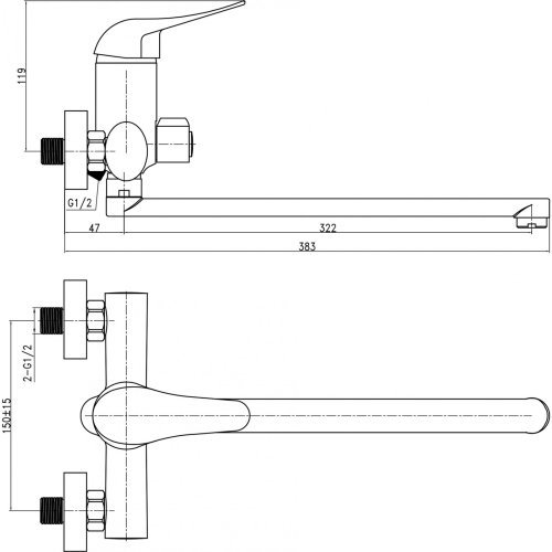 Змішувач для ванни Q-tap Integrа CRM 005 NEW