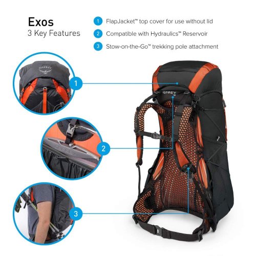 Рюкзак Osprey Exos 58 Blaze Black MD