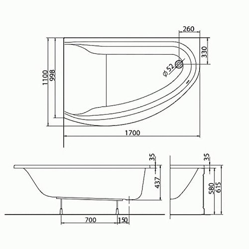 Ванна Kolo Mirra 170x110 L XWA3371000