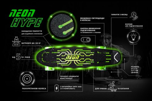 Скейтборд Neon Hype Синий (N100787)