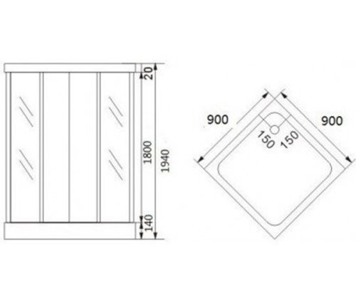 Душова кабіна Keramac Aurora 90 без піддону