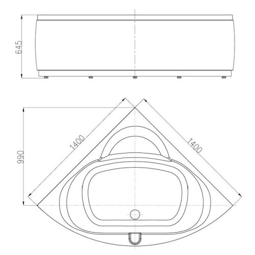Ванна Appollo АТ-970-F с гидромассажем и пневмокнопкой