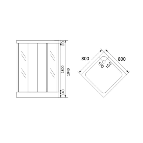 Душевая кабина Keramac Aurora 80 + Поддон мелкий