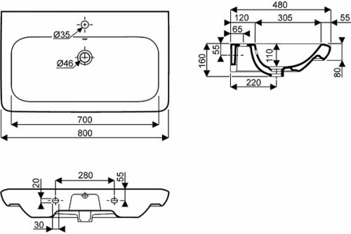 Умывальник KOLO Life! M21180900