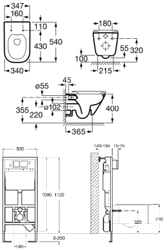 Набор инсталляция Pro с унитазом Roca Gap Rimless