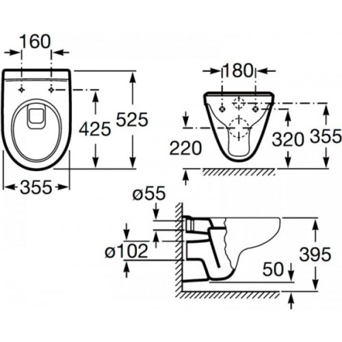 Подвесной унитаз Roca Victoria A34H308000
