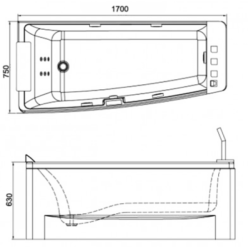 Ванна Volle 170x75 12-88-102 L