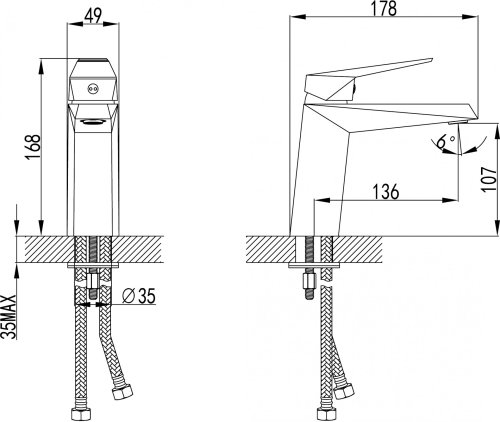 Змішувач для умивальника Volle Orlando 15181100
