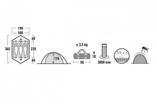 Намет High Peak Woodpecker 3 (Pesto / Red)