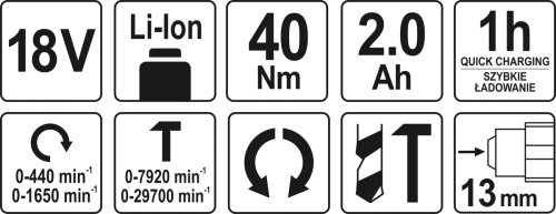 Шуруповерт ударный аккумуляторный YATO YT-82788