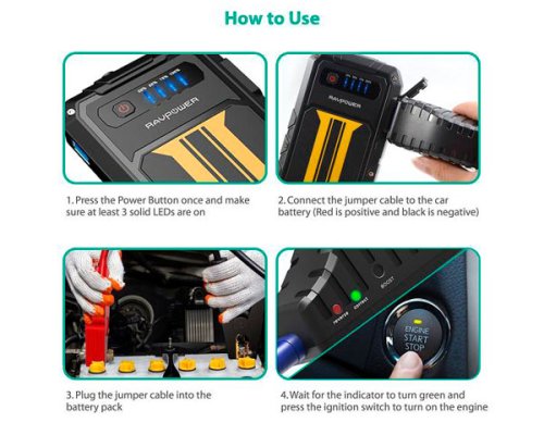 Пусковое устройство RAVPower Car Jump Starter 8000mAh 300A Peak Current Quick Charge 3.0 Black/Yellow
