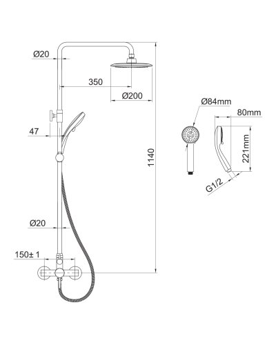 Душевая система Imprese Bila Smeda T-15085