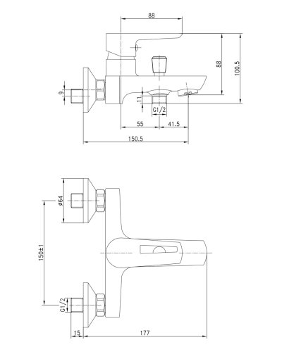 Змішувач для ванни Imprese Breclav 10245W