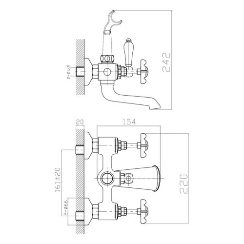 Смеситель для ванной Imprese Cuthna 10280 antiqua-n