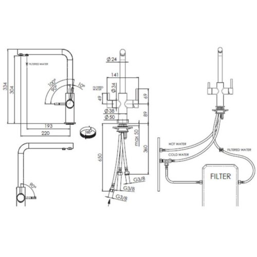 Змішувач для кухні Franke Neptune Clear Water Ваніль (115.0370.710)