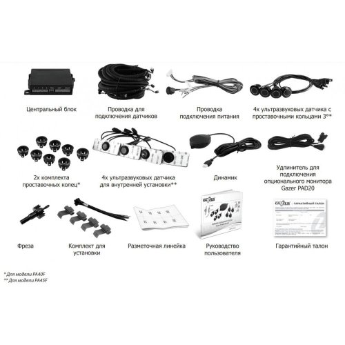 Парктроник Gazer PA45F Черный