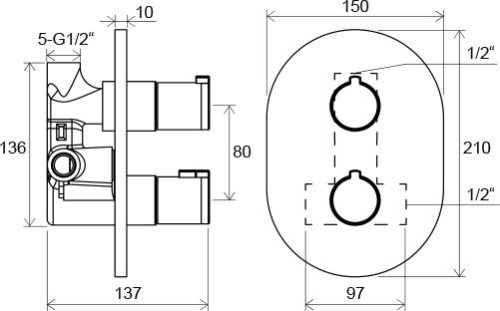 Змішувач прихованого монтажу Ravak CR 064.00 X070095