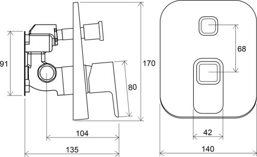 Смеситель скрытого монтажа Ravak TD 065.00 X070070