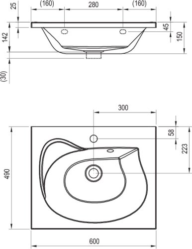 Умывальник Ravak Rosa 600 XJ201160000