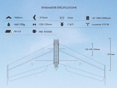 Літаюче крило Tech One FPV WING 900 II 960мм EPP KIT