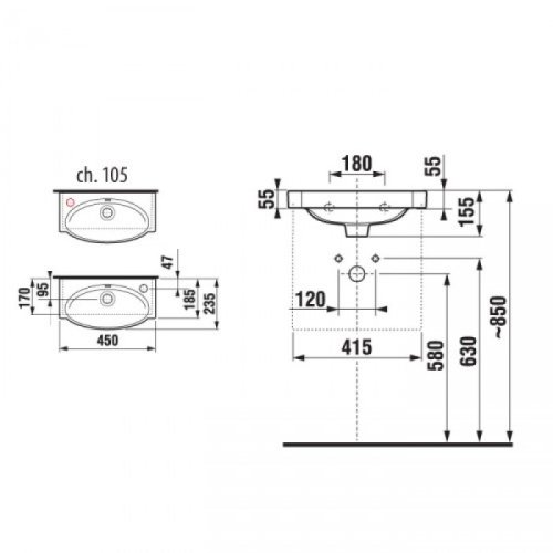 Умывальник Jika Tigo 45 (H8152120001061)