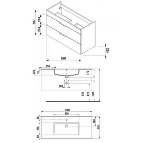 Тумба с умывальником Jika Cube 100 (H4536521763001)
