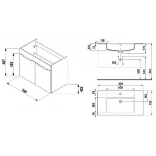 Тумба с умывальником Jika Cube 80 (H4537621763001)