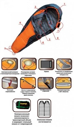 Спальный мешок Tramp Fargo оранжевый/серый R (TRS-005.02-R)