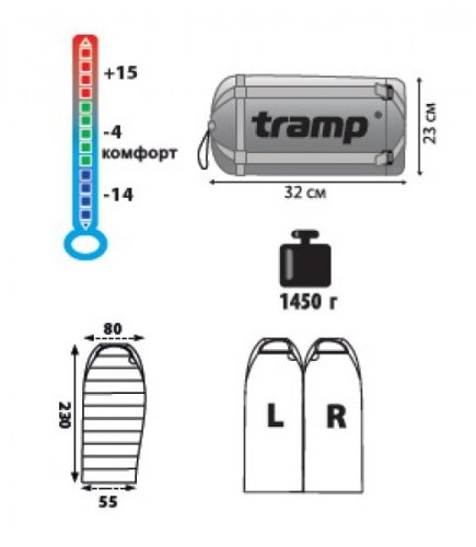 Спальный мешок Tramp Fargo оранжевый/серый R (TRS-005.02-R)