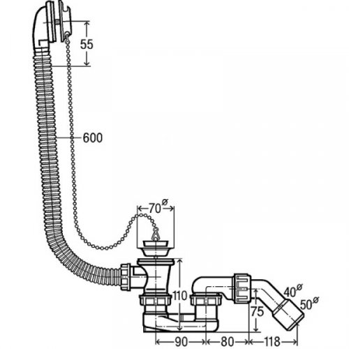 Ванна Kolo Sensa 150x70 XWP355000N+311537 + сифон Viega Simplex