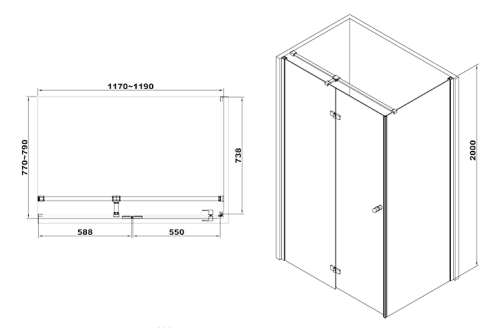 Душова кабіна Volle Libra 10-22-908Lglass
