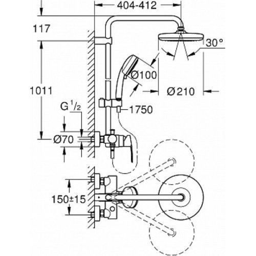 Душевая система Grohe Tempesta Cosmopolitan System 210 26224001