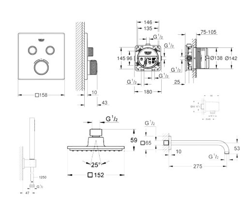 Душевая система Grohe Smartcontrol Cube 23409SC0