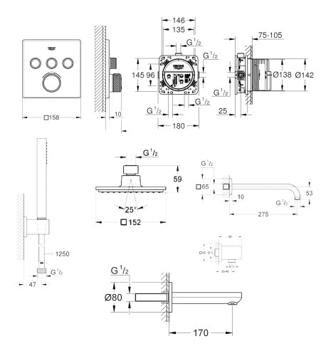 Душевая система Grohe Smartcontrol Cube 23409SC2