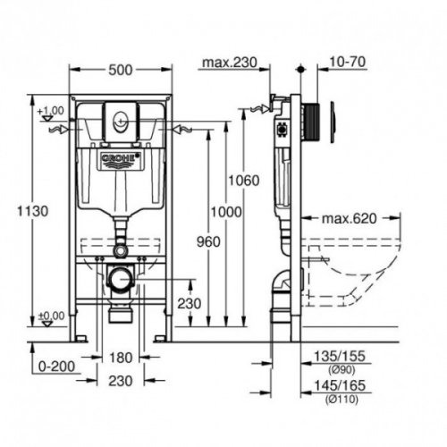 Инсталляция Grohe Rapid SL 4в1 38750001