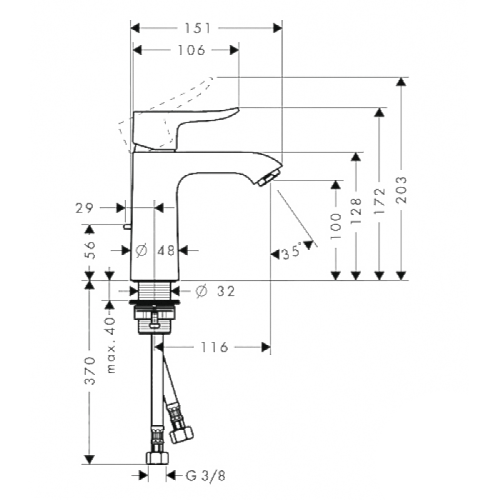 Змішувач для умивальника Hansgrohe Metris 31080000