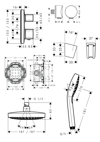 Душова система Hansgrohe ShowerSet Croma Select E / Ecostat E 27294000