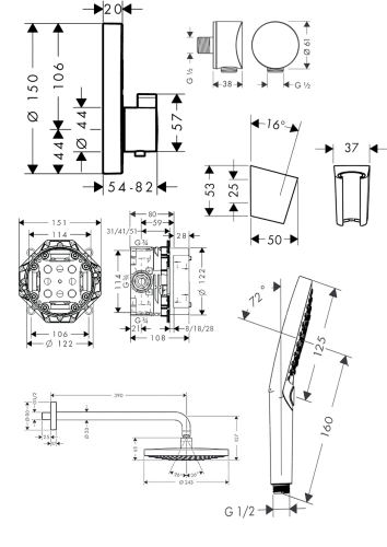 Душевая система Hansgrohe ShowerSet Raindance Select S/ShowerSelect S 27297000