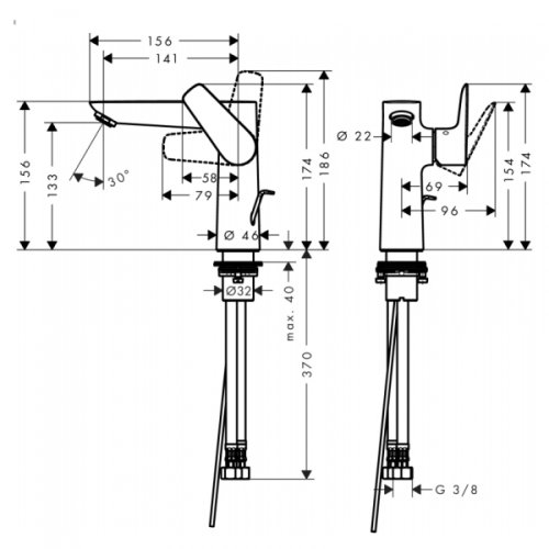 Смеситель для умывальника Hansgrohe Talis E 150 71754000