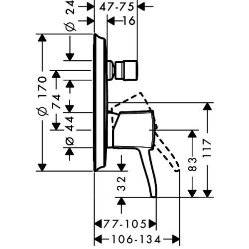 Змішувач прихованого монтажу Hansgrohe Metropol Classic 31345090
