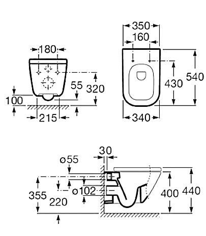 Підвісний унітаз Roca Gap Rimless A34647L000