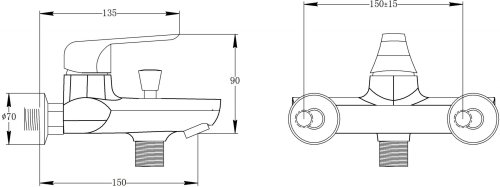 Смеситель для ванной Q-tap Polaris WHI 006 (QTPOLWHI006)
