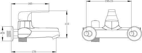 Смеситель для ванной Q-tap Hansberg CRM 006 (QTHANCRM006NEW)