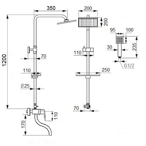 Душевая система Q-tap 1005 CRM (QT1005CRM)