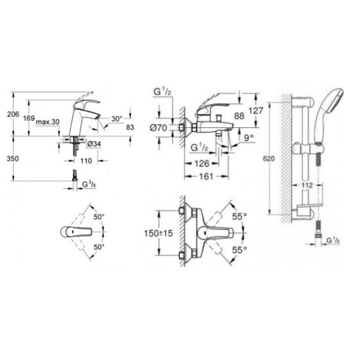Набір змішувачів Grohe Eurosmart 123248MK