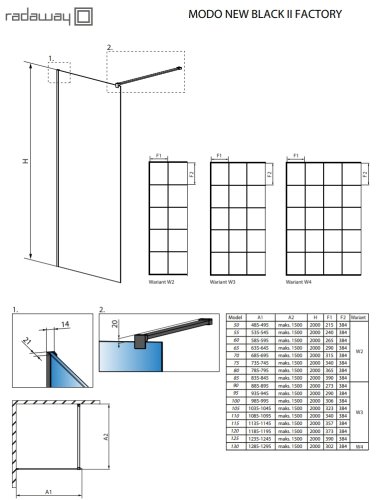 Душова перегородка Radaway Modo II New Black 120 Factory (389124-54-55)