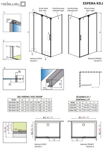 Бокова стінка Radaway Espera KDJ 90L Wall (380149-01L)