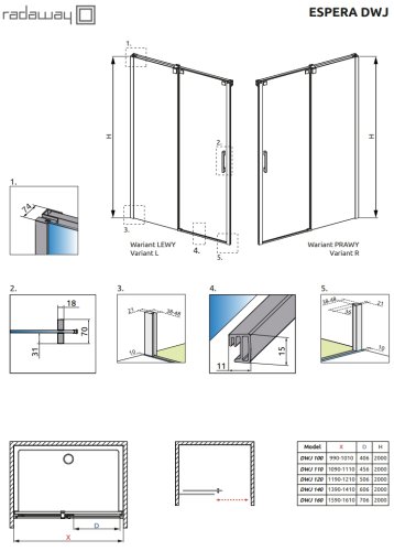Душевая стенка Radaway Espera DWJ Wall 750R (380216-01R)